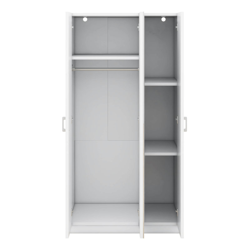 Armoire-penderie à 3 portes avec armoire, armoire et tiroirs, Blanc