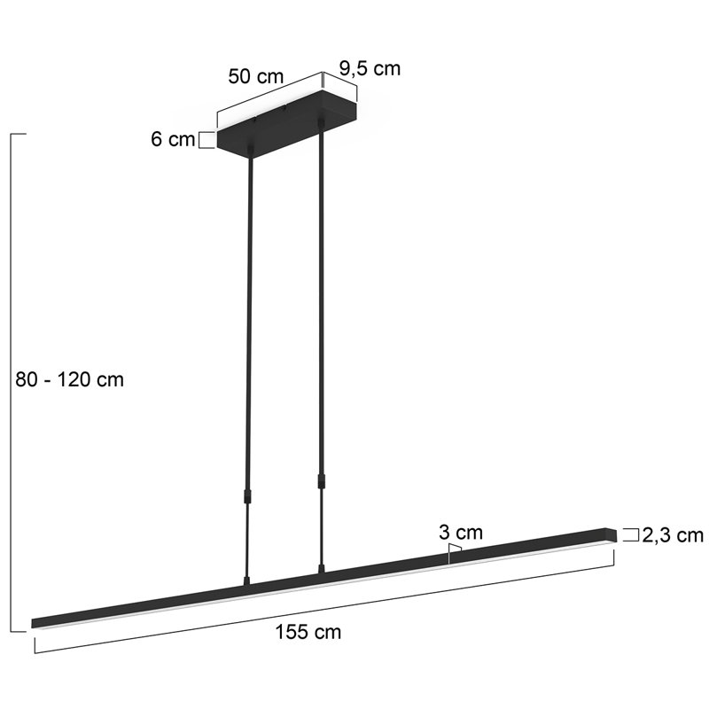 Azeemah 3 - Light Black LED Kitchen Island Pendant