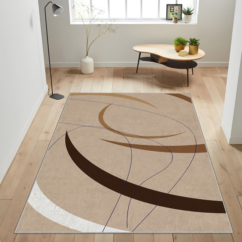 High-Quality Woven Carpet, 3.3 x 5.9 Feet | 100% Polyester, 740 g/m² | Non-Slip Felt Dot Underside, 0.2 in Pile Height | Machine Washable, Easy to Clean, Ideal for Living Rooms & Bedrooms, Stylish Digital Print