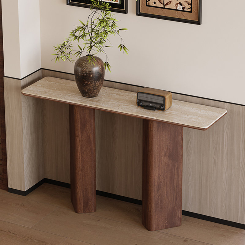Console rétro simple, Brun, H 33,5 po x l 63 po x P 13,8 po