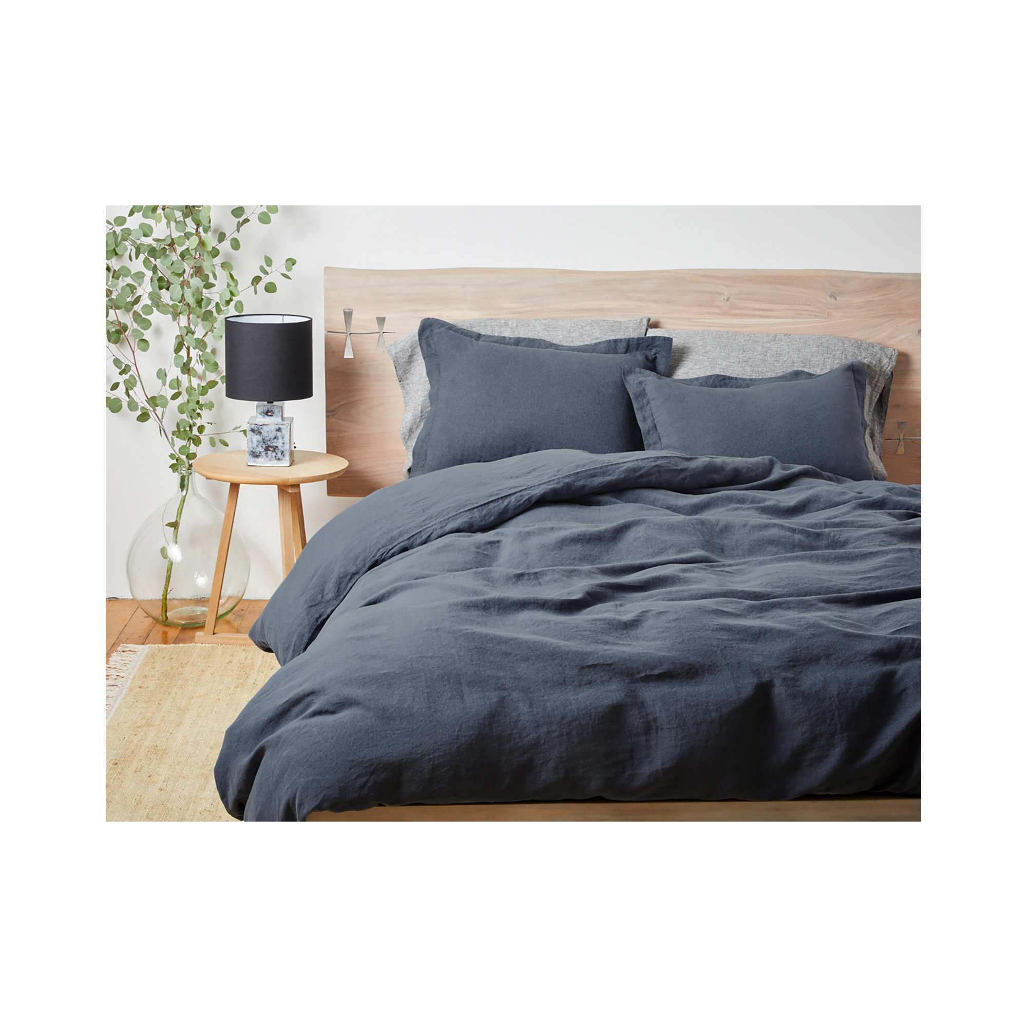 Coyuchi Organic Relaxed Linen Duvet Cover, Harbor Blue, King/Cal King Duvet Cover