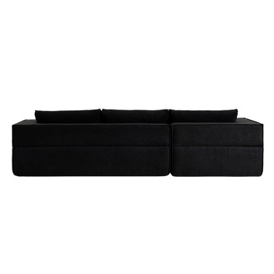 Aucun assemblage requis 112 po, canapé modulaire avec table, tissu bouclé pour chambre à coucher