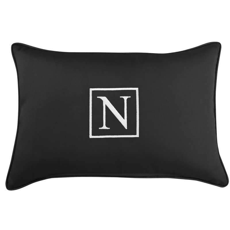 Kerrell Embroidered Sunbrella® Outdoor Throw Pillow, Canvas Navy Sunbrella® Canvas, N