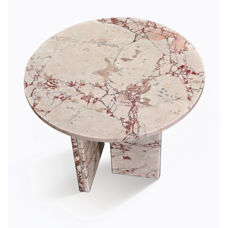 Table basse en marbre naturel rose, petit accent de salon, pierre véritable avec veines uniques, Pink