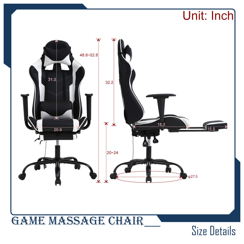 Fauteuil de jeu ergonomique et pivotant, Blanc