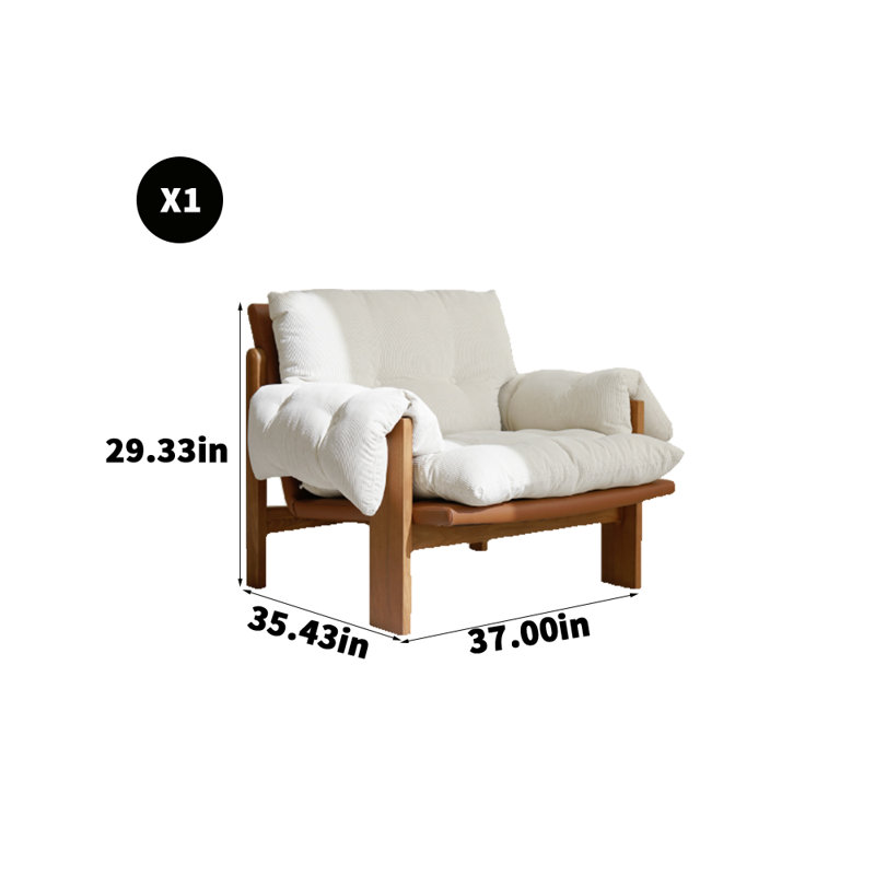 Solid Wood Fabric Single Leisure Chair | TimberCraft
