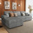  Bianca Wide Plush Corduroy 3-Seat L Shaped Modular Sofa with Storage-515154100-522429801