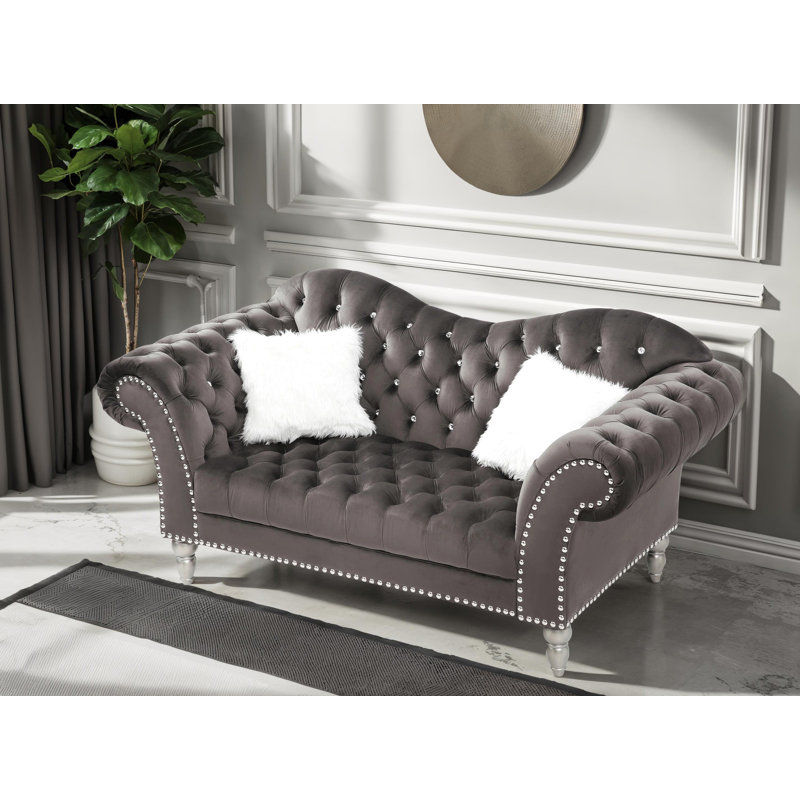 Causeuse en velours Zurich, Gris foncé