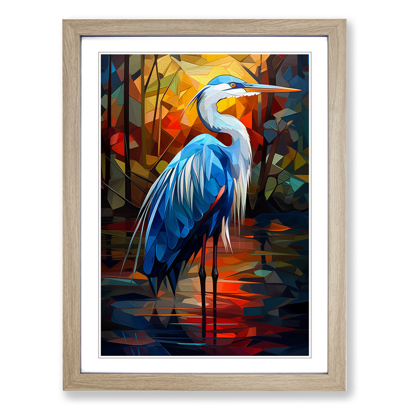 Heron Cubism - Framed Print