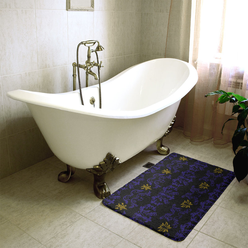Tapis pour salle de bain Baltimore, Mauve / noir / or métallique, l 21 po x L 34 po