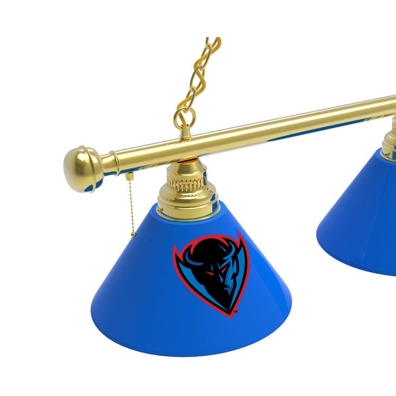 3 - Light Pool Table Lights Pendant, Brass, DePaul Blue Demons