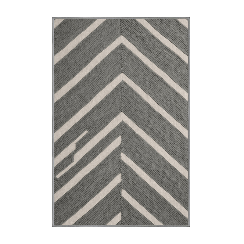  Tapis lavable rayé gris clair, Tapis de couloir 2 pi x 4 pi
