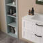 Armoire de salle de bain 31,5 pouces de style moderne, double tiroir avec ligne décorative, meuble-lavabo mural avec lavabo et miroir, système de fermeture en douceur, bois massif, pour la salle de bain