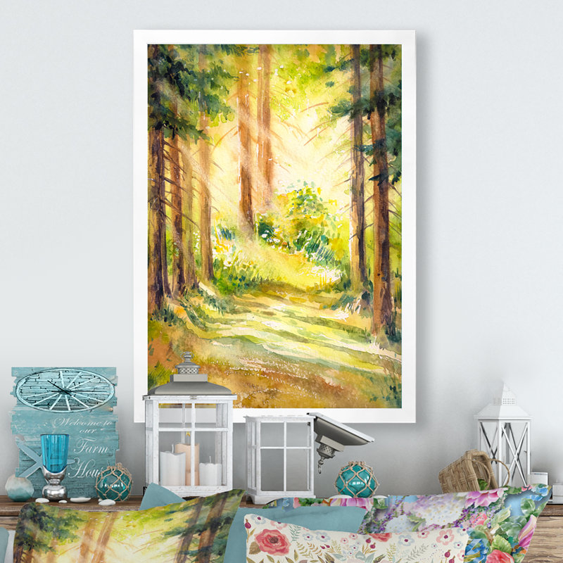 «Summer Forest Landscape», reproduction d'art sur toile traditionnelle, Impression blanche sur toile encadrée