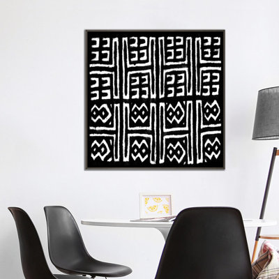 «Mudcloth Black Geometric Design VII» par Ellie Roberts, reproduction d'art graphique