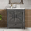 Meuble-lavabo de 76 cm avec lavabo en céramique et rangement dissimulé (sans robinetterie) - Brun-1869364595-1869375472