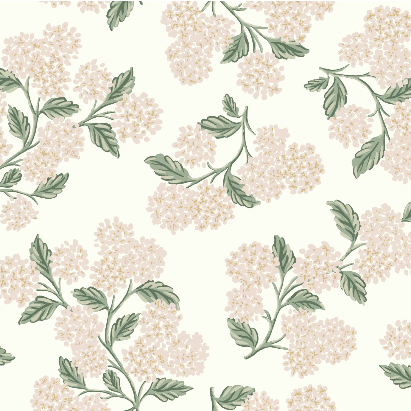 Rifle Paper Co. Hydrangea Wallpaper Double Roll, Beige/Pink