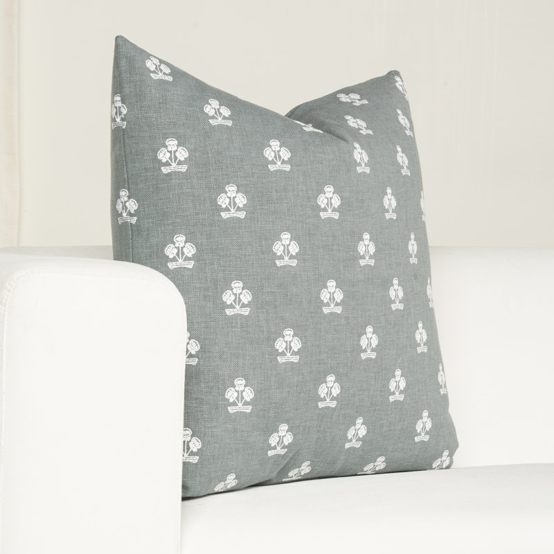 Housse et insert de coussin Hamachi, Carré 16 po, Polyester, Slate Blue Floral