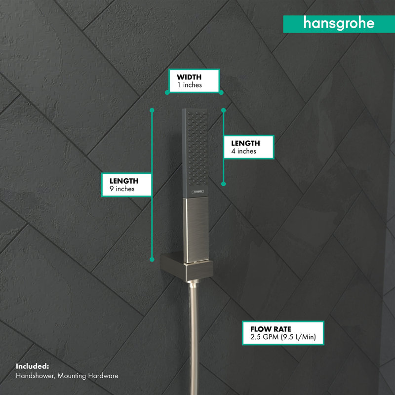 Hansgrohe Rainfinity Baton Handheld Shower Head 100, Brushed Nickel, 2.5 GPM