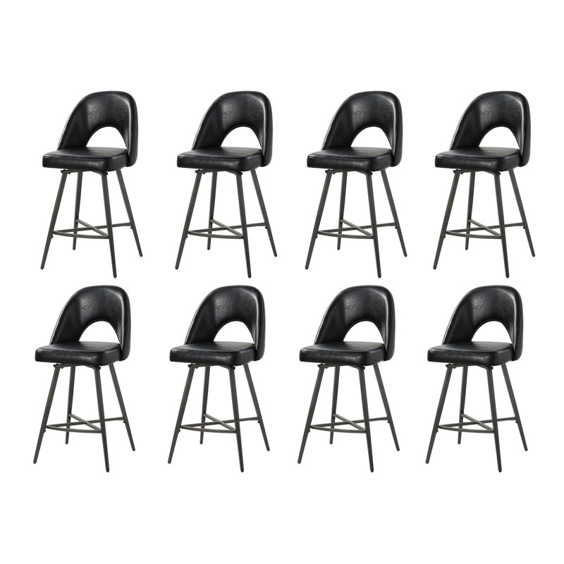 Tabouret de comptoir pivotant Elurd, Noir, Tabouret de comptoir (siège d'une hauteur de 26 p