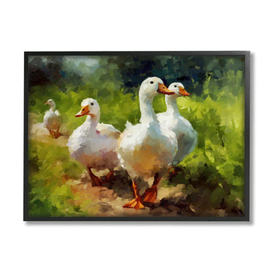Az-076-Framed " Duck Family In Nature " by Ziwei Li