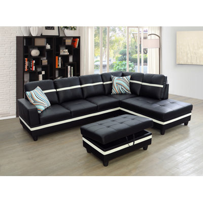 Brevard Faux Leather L-Shaped Sectional