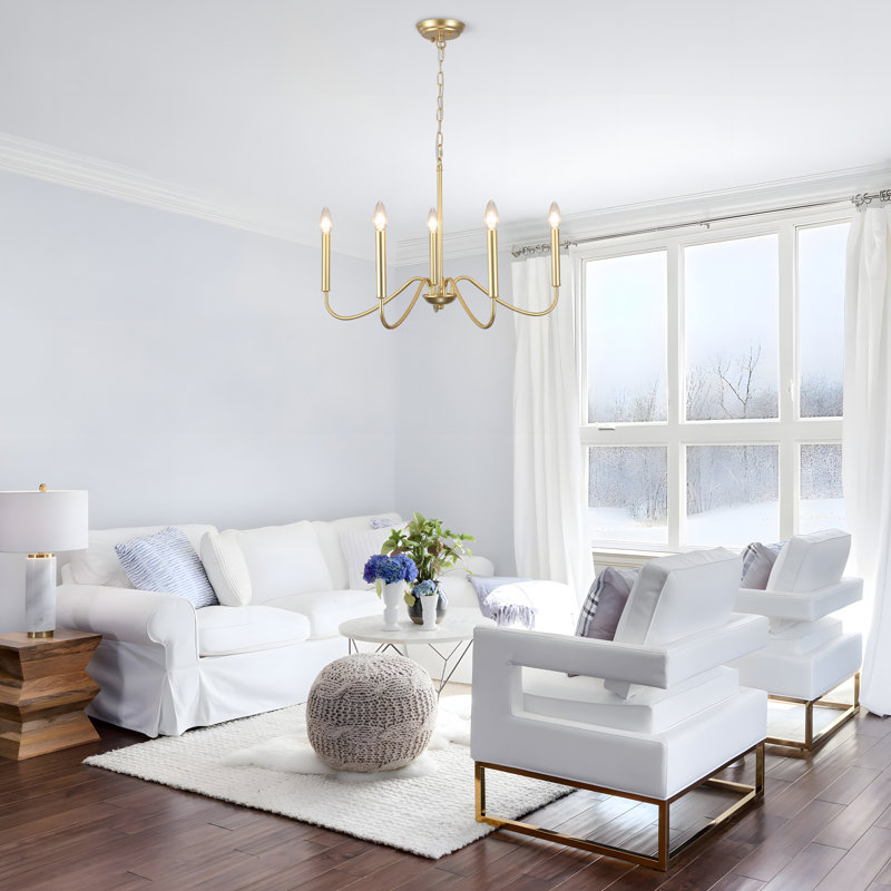 Jeneanne Dimmable Classic/Traditional Candle Style Chandelier, Gold, 5 Lights