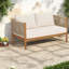 Modern 4 Piece Patio Sofas, Acacia Wood Rope Set For Entertaining