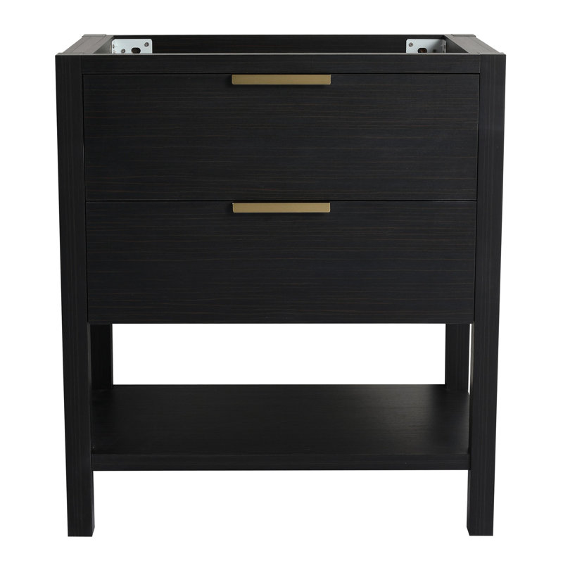 Meuble-lavabo à 2 tiroirs 2 tablettes, 30", Black