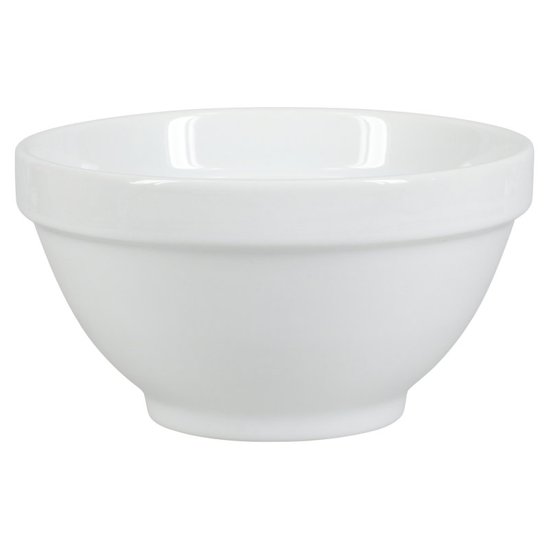 Classic White Porcelain Stackable Round Bowls, Set of 4