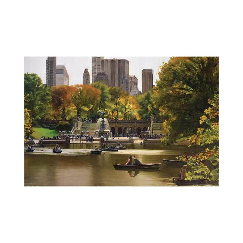 Central Park - Bethesda Terrace In Autumn by Nick Savides - Wrapped Canvas Painting, 30.48cm H x 45.72cm W x 1.91cm D