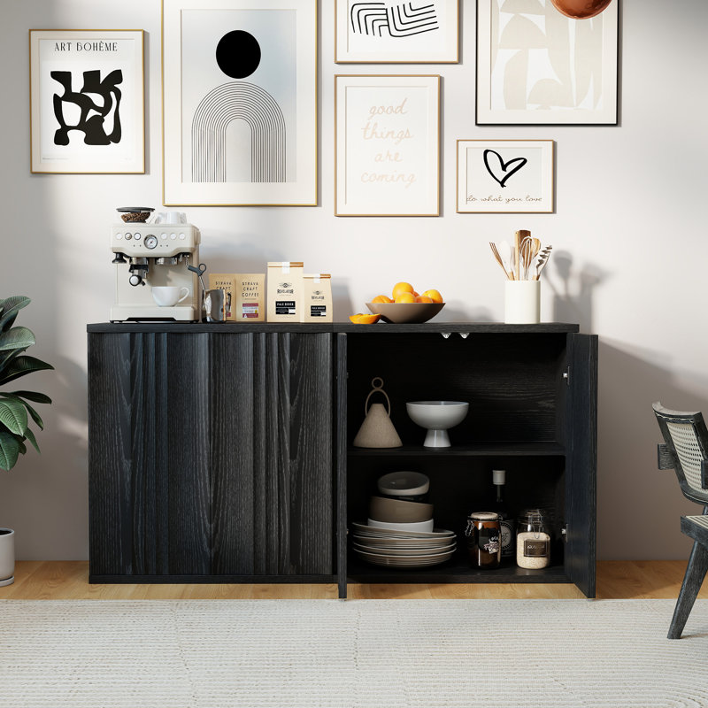 2 - Door Rectangle Accent Cabinet, Black