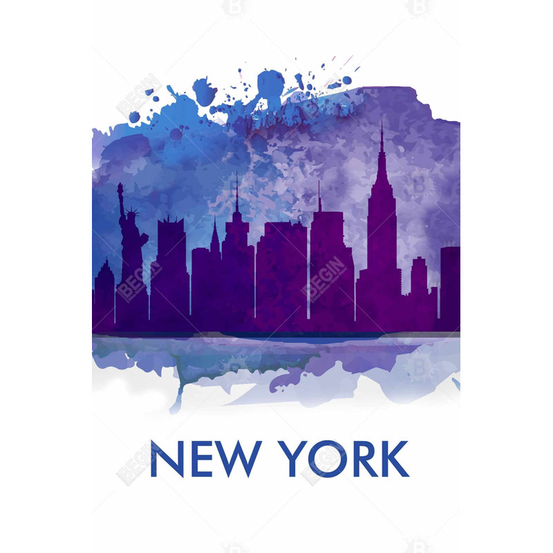 «Blue Silhouette Of New York City» sur toile