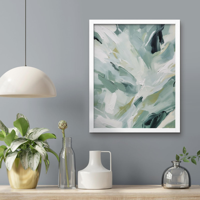 " Abstract Expressionist Brush Stroke ", White, 16" H x 12" W