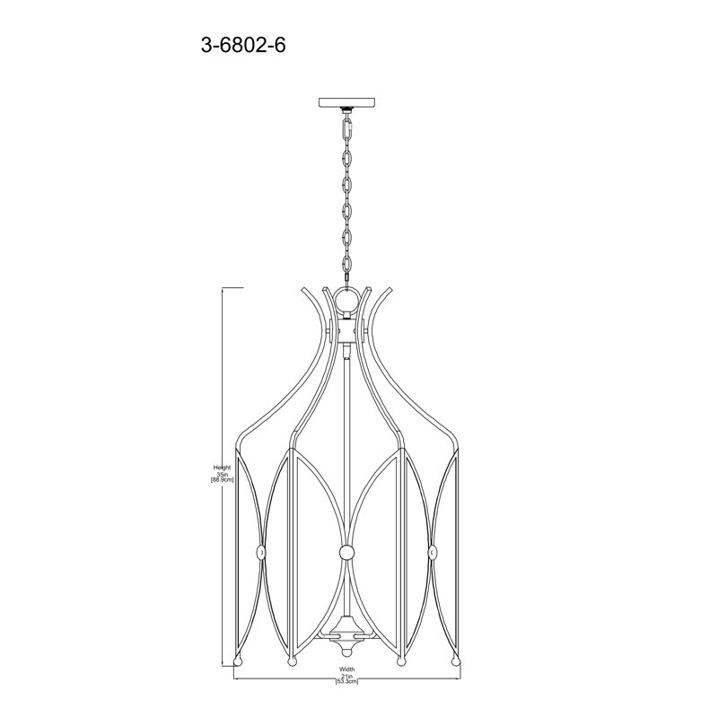 Hubbs 6 lumières Enclave en laiton noble, Laiton noble