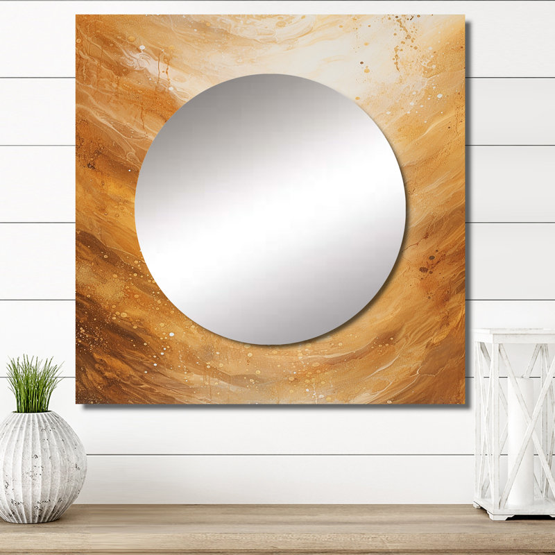 Grand miroir carré abstrait Lynch - Macchiato Mirage I, 29 po x 29 po