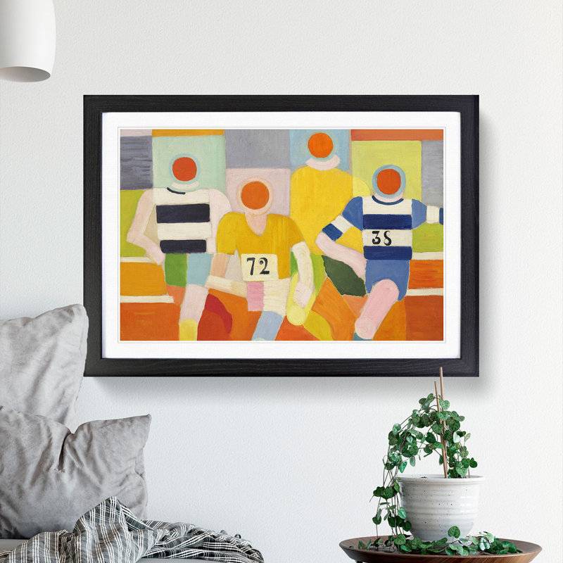 The Runners by Robert Delaunay - Framed Print, 36cm H x 48cm W x 2cm D, Black Framed