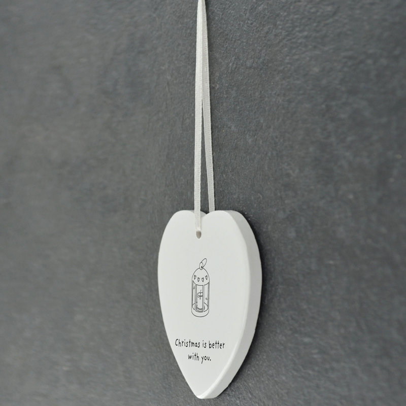 Carley Christmas Is Better with You Heart Shaped Ceramic Ornament