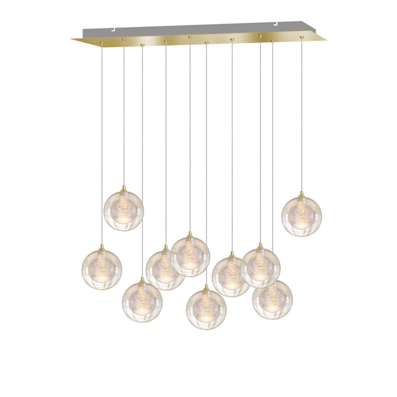 Riverdale 10 - Light Cluster Pendant, Brushed Brass