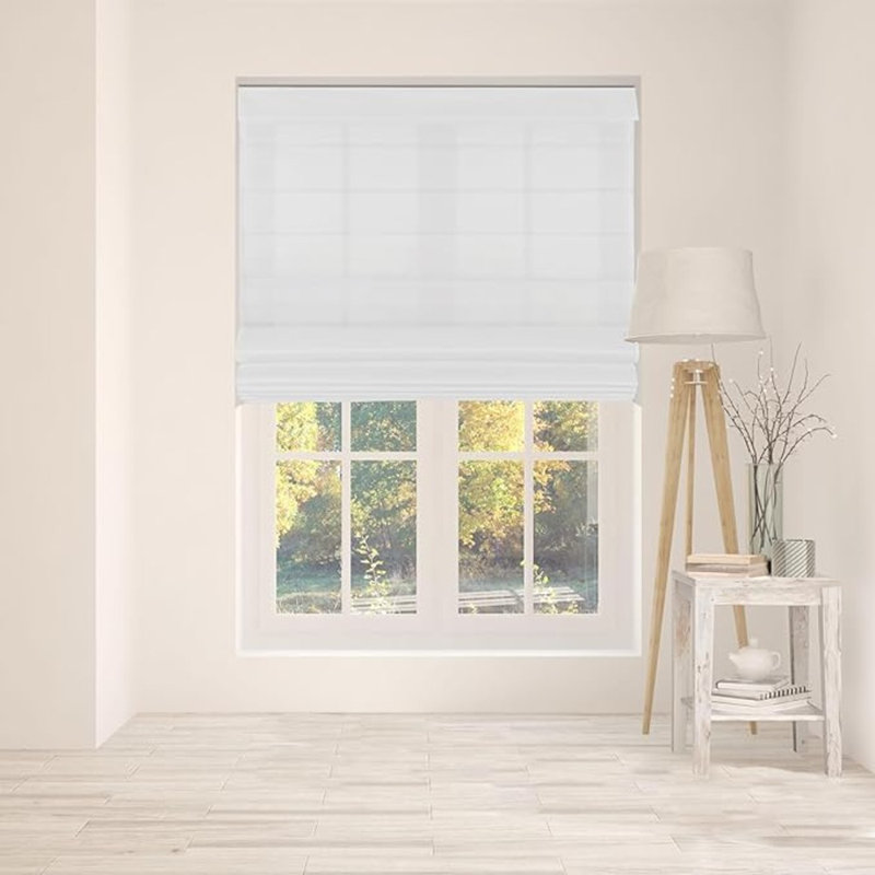 Semi Sheer Roman Shade, 26.5"W x 60"L, White
