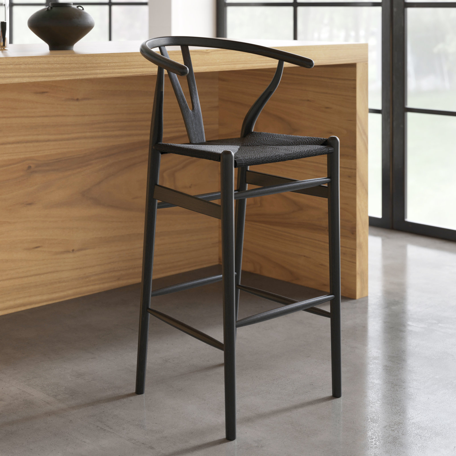 Etta Bar and Counter Stool, Black/Black, Bar Stool (30" Seat Height)