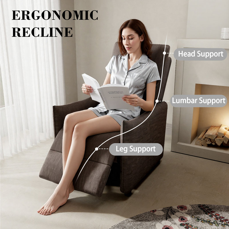 Modern Manual Recliner Chair, Velvet Upholstery With Deep Chunky Cushioning, Cozy Reclining Sofa For Living Room, Bedroom, And Home Theater, Easy Assembly, Brown