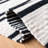 Trung Hand Woven Cotton/Wool Striped Rug in Cream/Black-1874311669