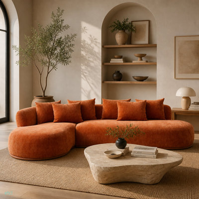 Canapé modulaire en L surdimensionné de 134,63 po avec méridienne faisant face à la gauche et assise profonde pour salon