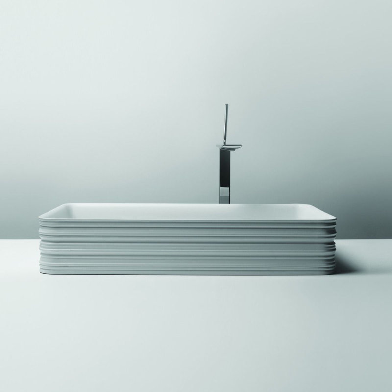 Lavabo de salle de bain vasque rectangulaire en céramique blanche Trace