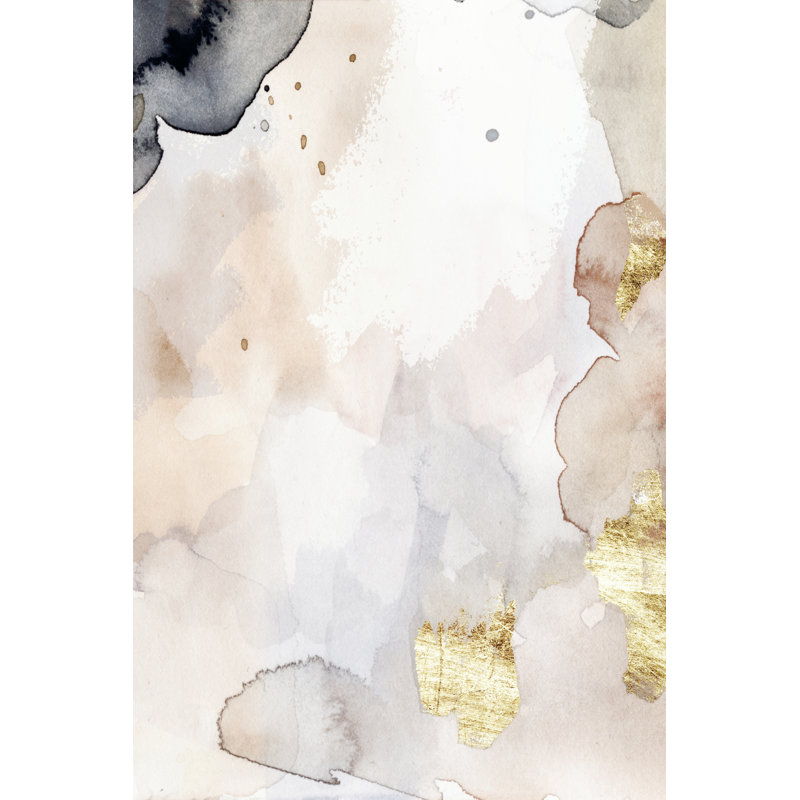 Indigo Blush And Gold I by Victoria Barnes - Wrapped Canvas Painting, 30" H x 20" W