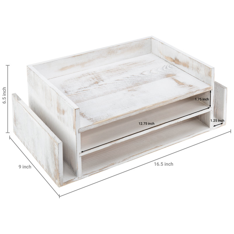 Solid Wood Fickling Office Paper Organiser