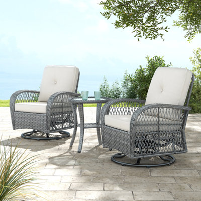 Adalyna Wicker 2 - Person Patio Conversation Set with Cushions