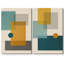 Abstract Vibrant Color Blocks " Teal And Yellow Polygon Abstract Shapes Modern Chic " 2 - Pieces-92285619-92285620