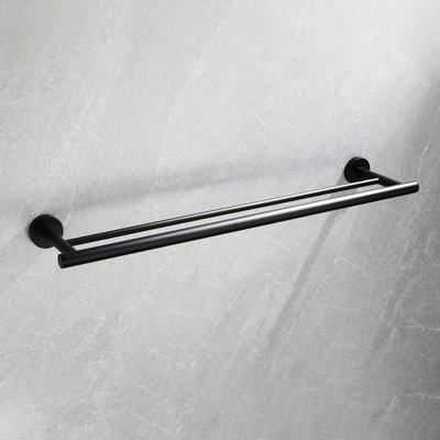 Porte-serviettes de salle de bain mural en aluminium noir mat 5 pièces - Qualité, corrosion pour différentes pièces Installation simple Montage moderne et corrosion Divers espaces faciles à installer